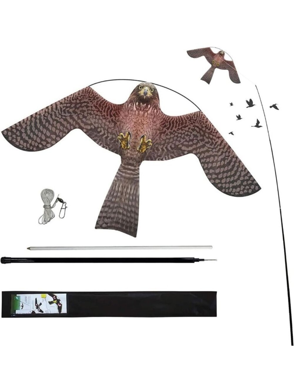 Flying Bird Scare Kite with 4m Pole - Effective Bird Deterrent for Gardens